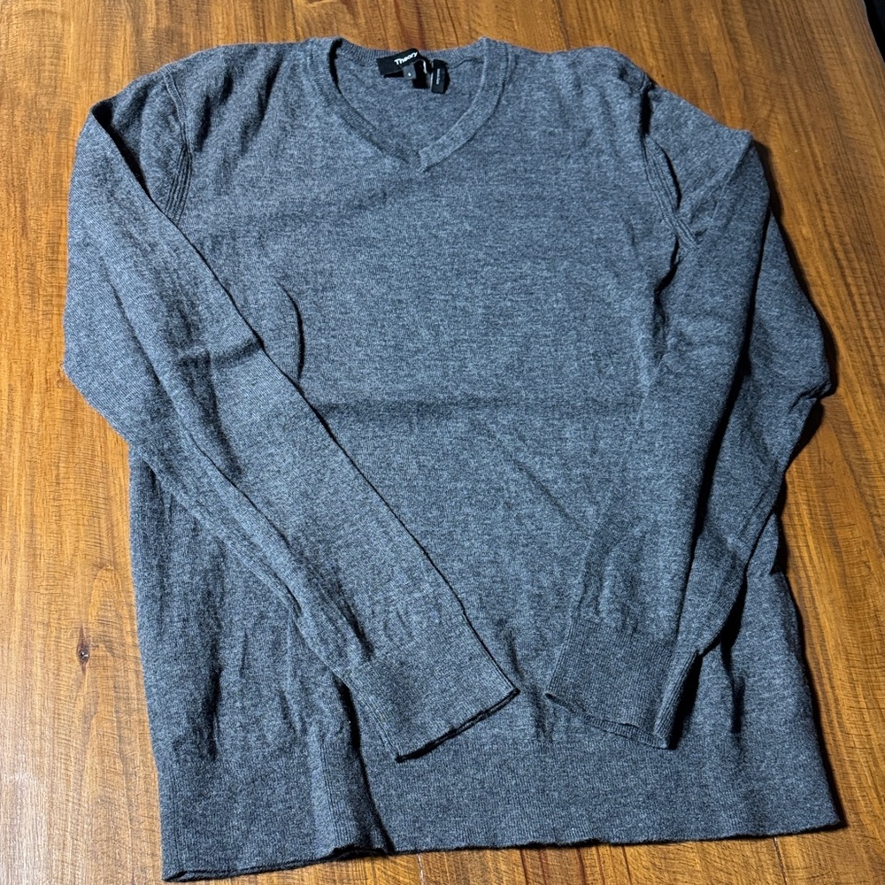 Theory Dark Gray V-Neck Sweater for Men